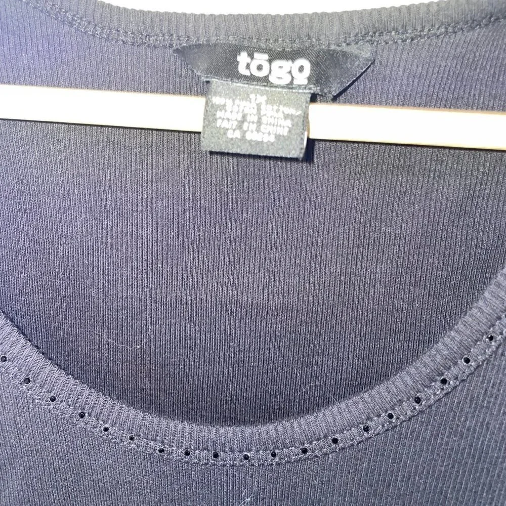 Togo Women's Blue Sexy Scoopneck Classic Sheer Tank Top Size 1X - Picture 4 of 4